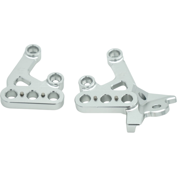 Silberne Fußrastenhalterung aus CNC-gefrästem Aluminium für Surron Lightbee & E-Ride
